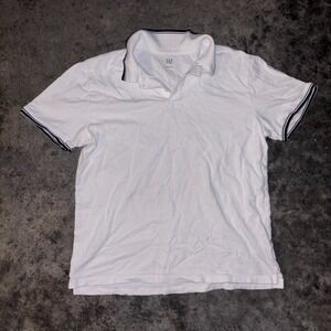 Gap Tipped Polo Shirt Men Large Optic White Cotton Short Sleeve Performance Golf